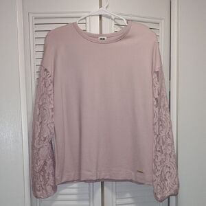 Anne Klein Pink Boxy Sweatshirt with Relaxed Fit